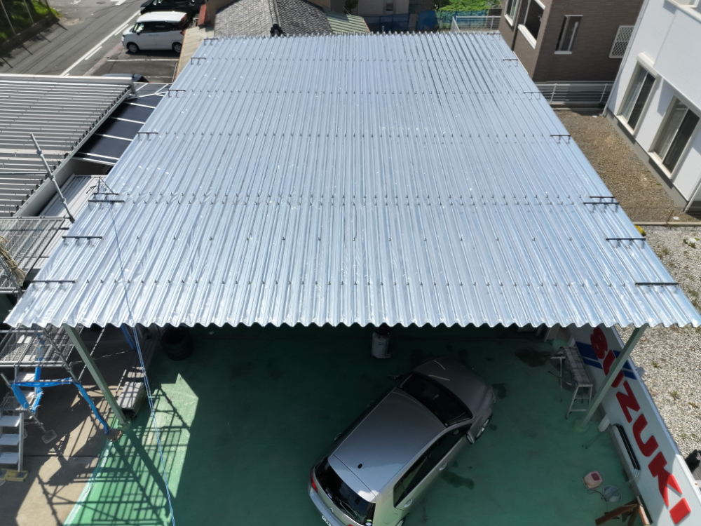 【蒲郡市】オートショップカネコ様 屋根遮熱工事（サーモバリア スカイ工法）｜自動車整備工場